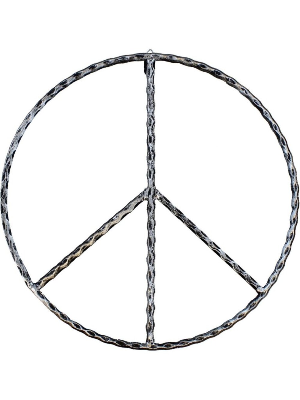 Large 16" Rustic Metal Peace Sign Wall Art - Boho Hippie Home Decor Plaque